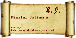 Miszlai Julianna névjegykártya